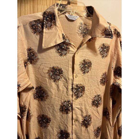 Maximo California Design Vintage Men's XL 17-17.5 Champagne Floral Button Shirt - Picture 7 of 11